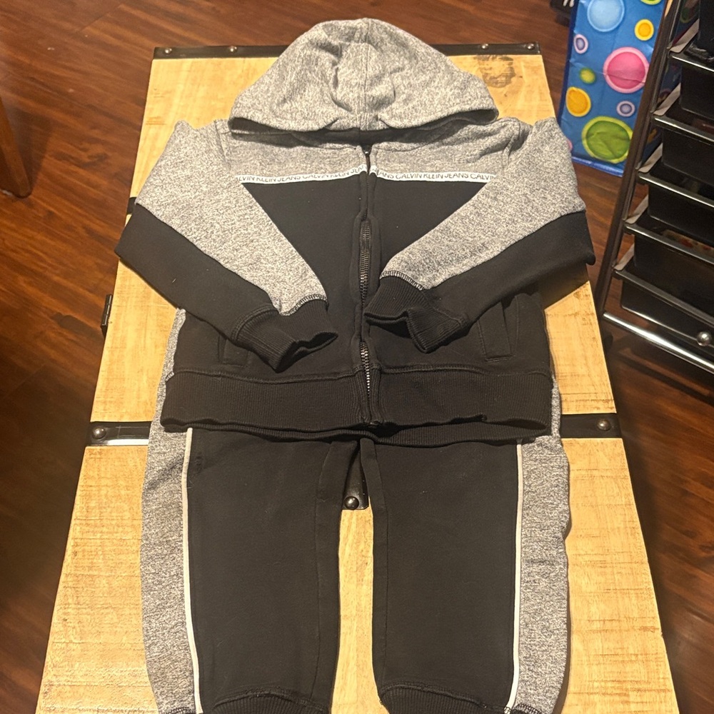 Calvin Klein Black & Gray Kids Hoodie and Jogger Set